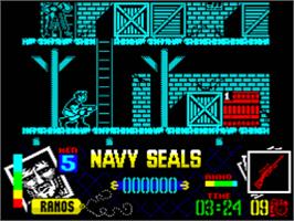 In game image of Navy Seals on the Sinclair ZX Spectrum.