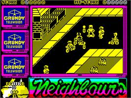In game image of Neighbours on the Sinclair ZX Spectrum.