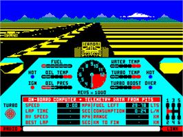 In game image of Nigel Mansell's Grand Prix on the Sinclair ZX Spectrum.