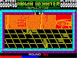 In game image of Ninja Scooter Simulator on the Sinclair ZX Spectrum.