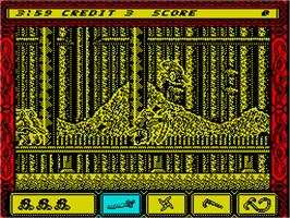 In game image of Ninja Spirit on the Sinclair ZX Spectrum.