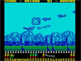 In game image of P-47 Thunderbolt: The Freedom Fighter on the Sinclair ZX Spectrum.