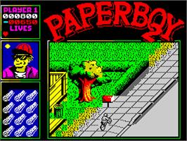 In game image of Paperboy 2 on the Sinclair ZX Spectrum.