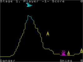 In game image of Penetrator on the Sinclair ZX Spectrum.