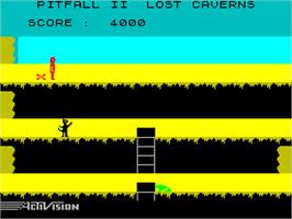 In game image of Pitfall II: Lost Caverns on the Sinclair ZX Spectrum.