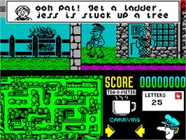 In game image of Postman Pat 2 on the Sinclair ZX Spectrum.