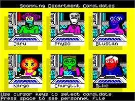 In game image of Psi-5 Trading Company on the Sinclair ZX Spectrum.