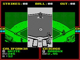 In game image of R.B.I. Baseball 2 on the Sinclair ZX Spectrum.