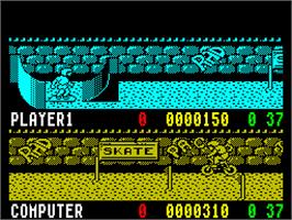 In game image of Rad Ramp Racer on the Sinclair ZX Spectrum.