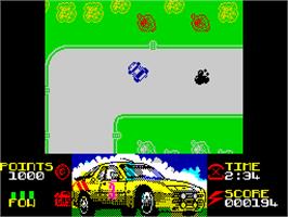 In game image of Rally Cross Challenge on the Sinclair ZX Spectrum.