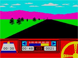 In game image of Rally Driver on the Sinclair ZX Spectrum.