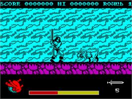 In game image of Rastan on the Sinclair ZX Spectrum.