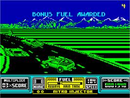 In game image of RoadBlasters on the Sinclair ZX Spectrum.