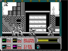 In game image of RoboCop on the Sinclair ZX Spectrum.