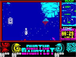 In game image of Run the Gauntlet on the Sinclair ZX Spectrum.