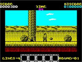 In game image of Rygar on the Sinclair ZX Spectrum.