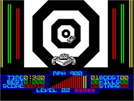 In game image of S.T.U.N. Runner on the Sinclair ZX Spectrum.