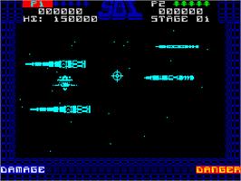In game image of SDI: Strategic Defense Initiative on the Sinclair ZX Spectrum.