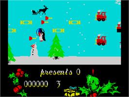 In game image of Santa's Xmas Caper on the Sinclair ZX Spectrum.