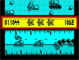In game image of Sanxion on the Sinclair ZX Spectrum.