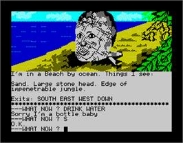 In game image of Scott Adams' Graphic Adventure #10: Savage Island Part One on the Sinclair ZX Spectrum.