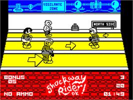 In game image of Shockway Rider on the Sinclair ZX Spectrum.