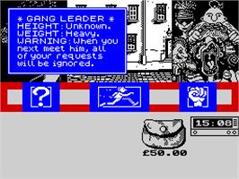 In game image of Sidewalk on the Sinclair ZX Spectrum.