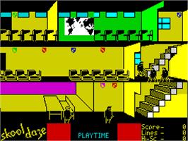 In game image of Skool Daze on the Sinclair ZX Spectrum.