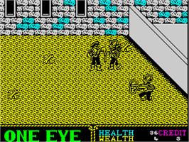 In game image of Skull & Crossbones on the Sinclair ZX Spectrum.