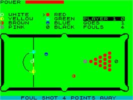 In game image of Snooker on the Sinclair ZX Spectrum.