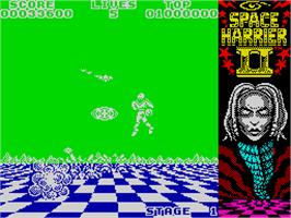 In game image of Space Harrier II on the Sinclair ZX Spectrum.