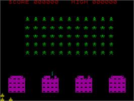 In game image of Space Intruders on the Sinclair ZX Spectrum.