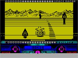 In game image of Space Racer on the Sinclair ZX Spectrum.