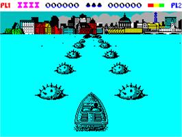 In game image of Speedboat Assassins on the Sinclair ZX Spectrum.