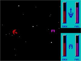 In game image of Star Control on the Sinclair ZX Spectrum.