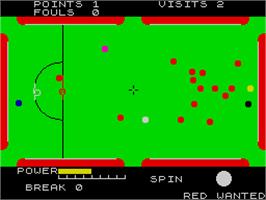 In game image of Steve Davis Snooker on the Sinclair ZX Spectrum.