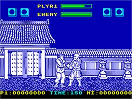 In game image of Street Fighter on the Sinclair ZX Spectrum.