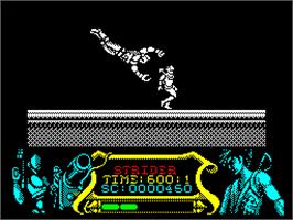 In game image of Strider on the Sinclair ZX Spectrum.