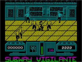 In game image of Subway Vigilante on the Sinclair ZX Spectrum.