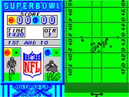 In game image of Super Bowl on the Sinclair ZX Spectrum.