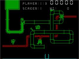 In game image of Super Pipeline II on the Sinclair ZX Spectrum.