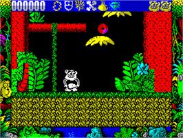 In game image of Tarzan Goes Ape! on the Sinclair ZX Spectrum.