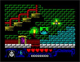 In game image of The Addams Family on the Sinclair ZX Spectrum.