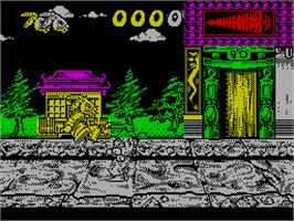In game image of The Cycles: International Grand Prix Racing on the Sinclair ZX Spectrum.
