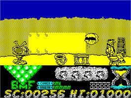 In game image of The Flintstones on the Sinclair ZX Spectrum.