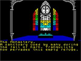 In game image of The Heroes of Karn on the Sinclair ZX Spectrum.