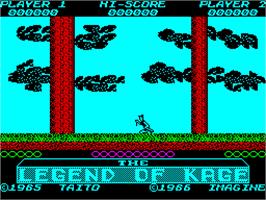 In game image of The Legend of Kage on the Sinclair ZX Spectrum.