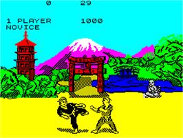 In game image of The Way of the Exploding Fist on the Sinclair ZX Spectrum.
