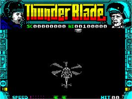In game image of ThunderBlade on the Sinclair ZX Spectrum.