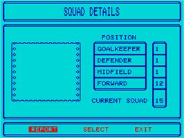In game image of Tracksuit Manager on the Sinclair ZX Spectrum.